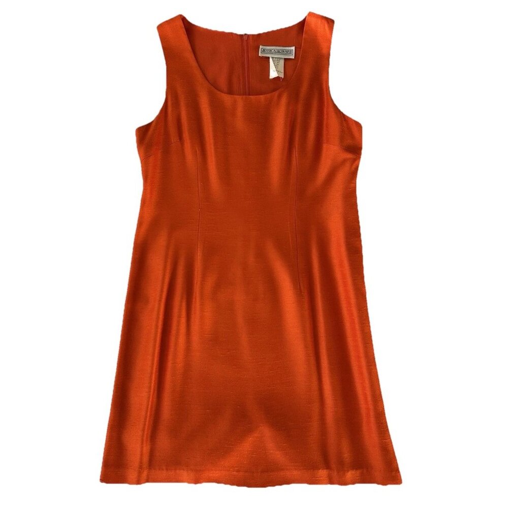 Jessica Howard Classic Orange Lined Sleeveless Dress Size 14